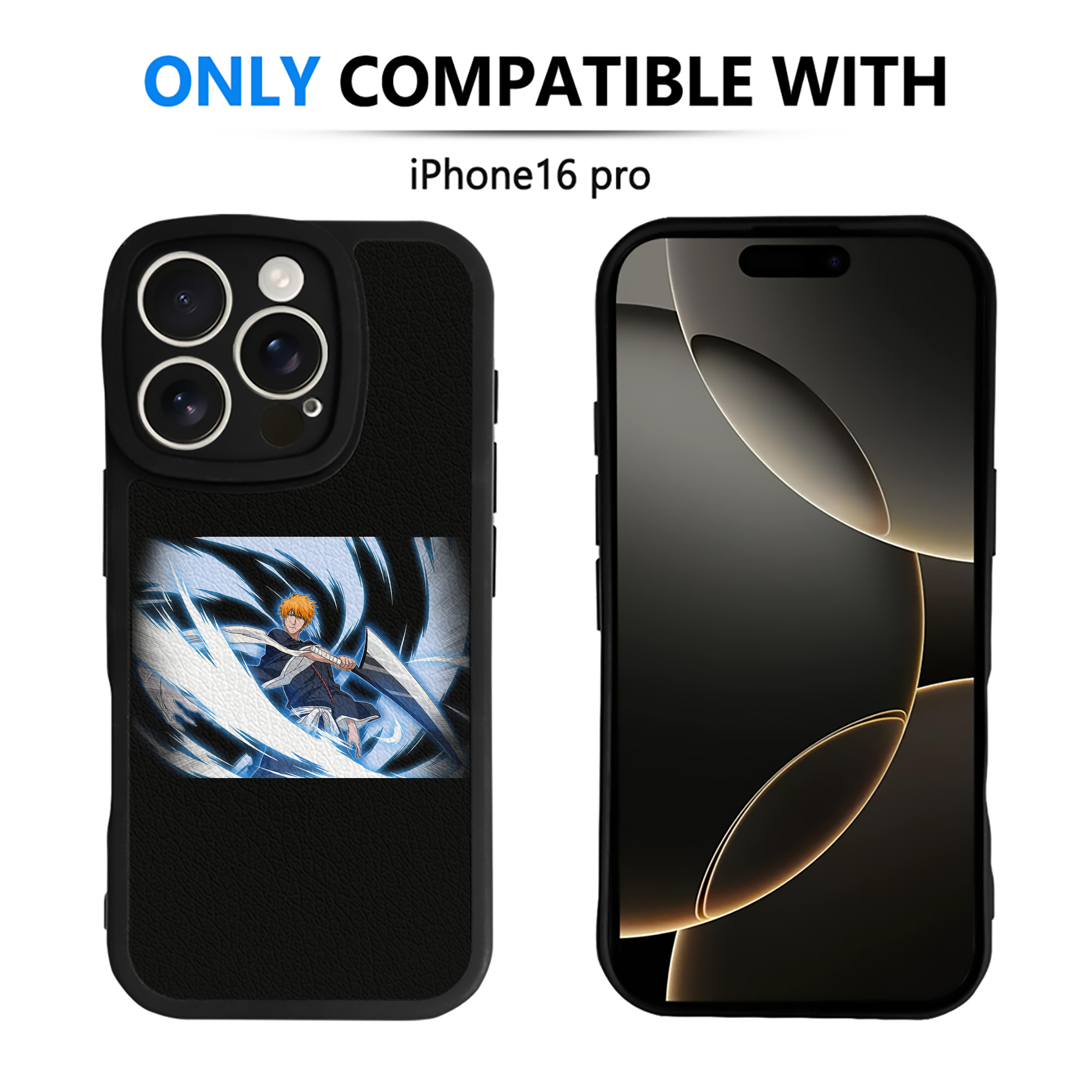 ブリーチ 黒崎一護（くろさき いちご）BLEACH Kurosaki Ichigo 【iPhone 16シリーズ対応】シリコンスマホケース（レザー調） 材質：シリコン